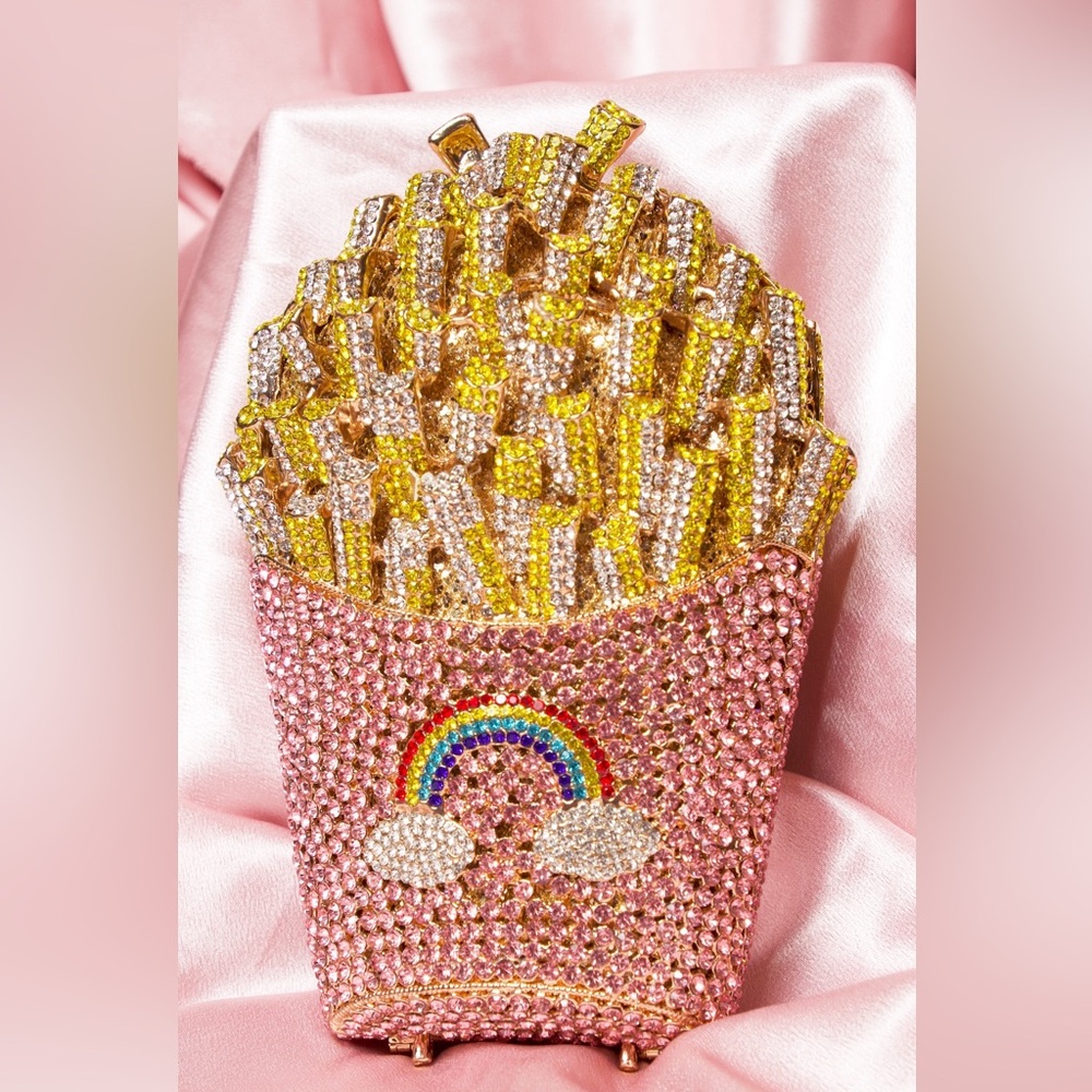 Sparkling French Fry Clutch with Rainbow Design